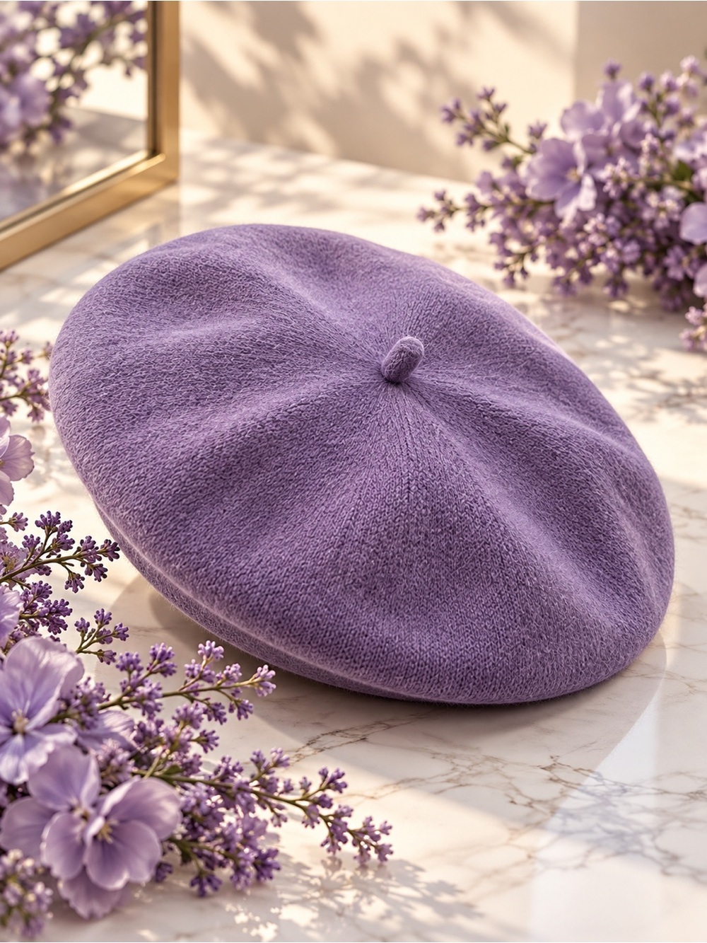 Lavender Purple Classic French Beret – Soft Chic Hat
